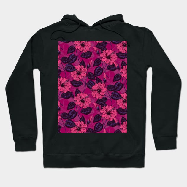 Hibiscus night Hoodie by katerinamk